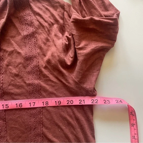 Lucky Brand Peasant Boho Rust Long Sleeve Eyelet MEDIUM Casual Tassel - Picture 9 of 10